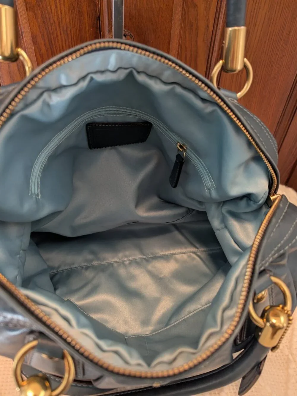 Coach Kristin Teal Leather Satchel Handbag